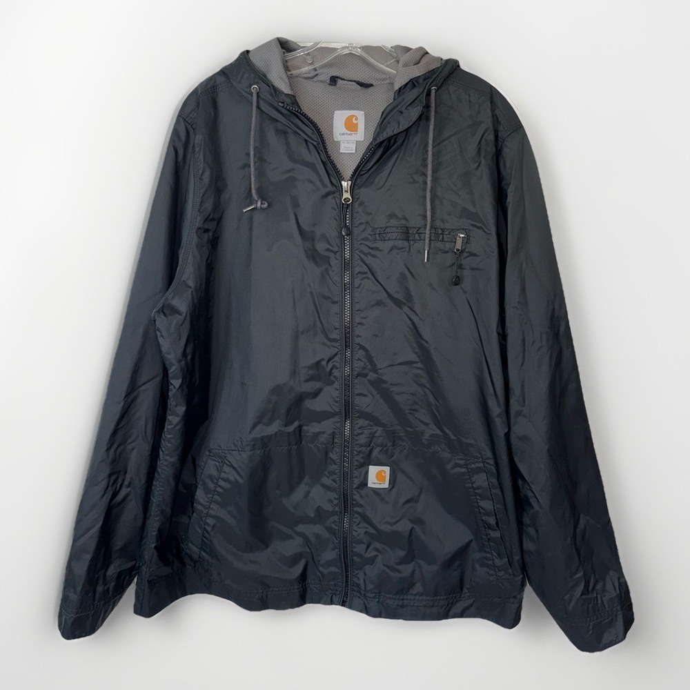 Carhartt Youth XL (16/18) Rockford Windbreaker Jacket Black Hooded Full Zip Kids